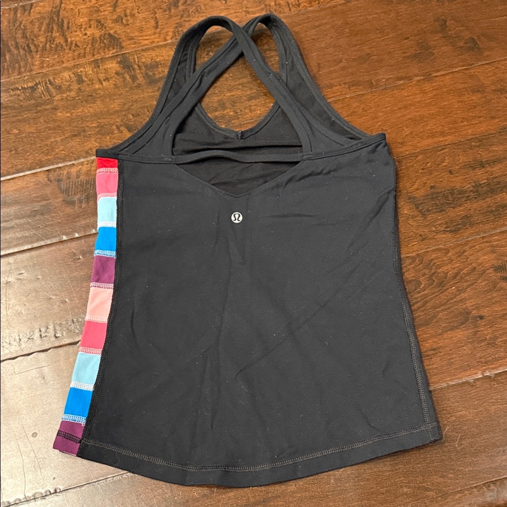 Lululemon Vintage Black and Multicolor Design Racerback Athletic Top